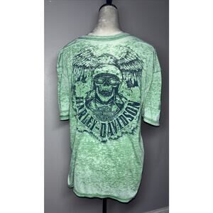 Men's XL Harley-Davidson Green Skull Spell Out T-shirt